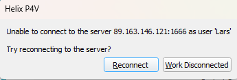 P4V Error message: Can't connect to server